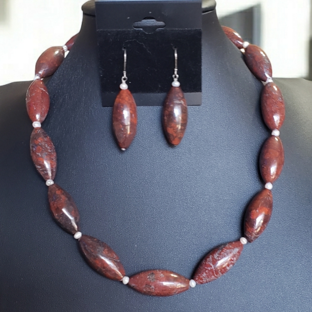 Red Jasper Necklace and Earring Set